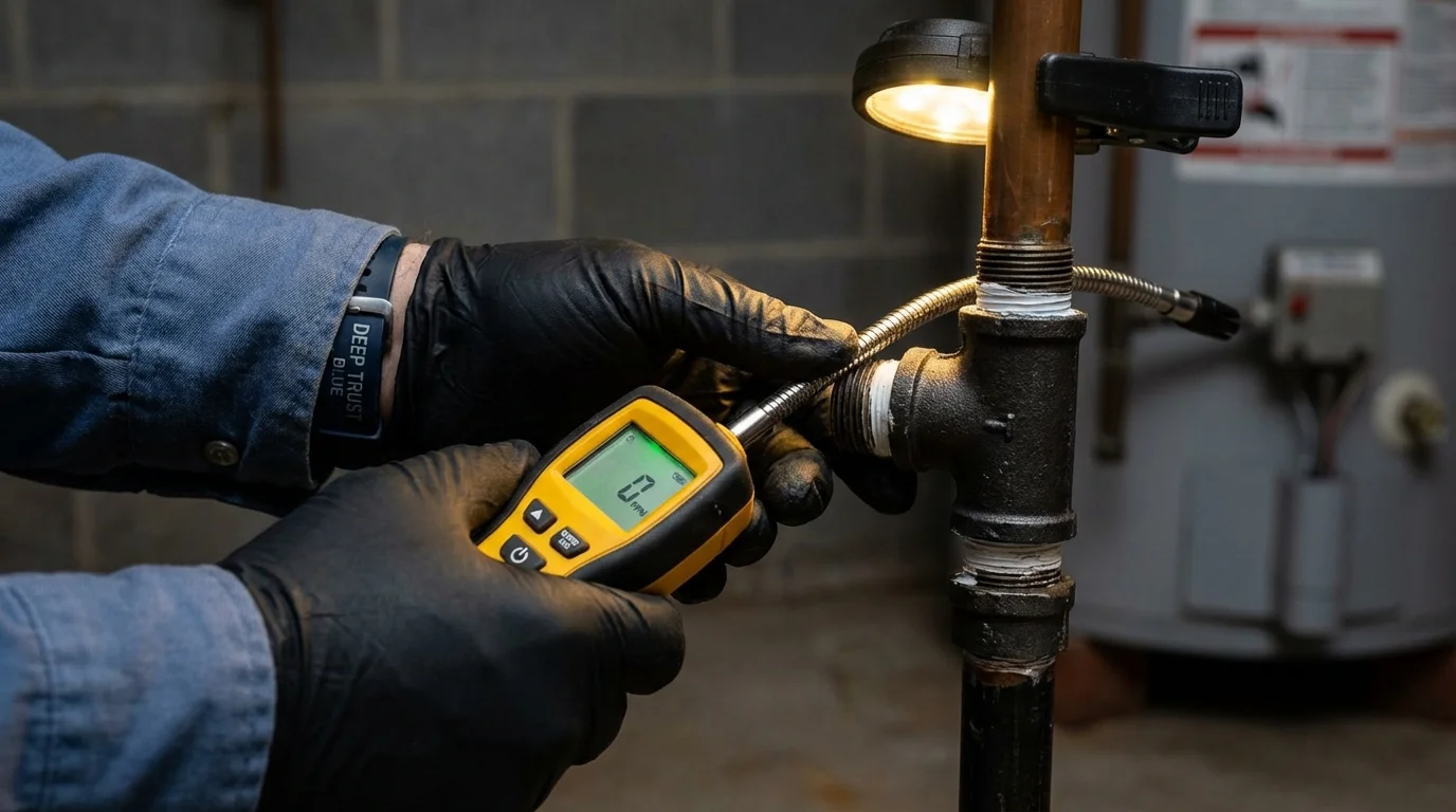 Gas leak detection with electronic sniffer by Johns Plumbing LLC in Gove
